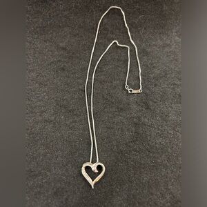 Sterling Silver Heart Pendant w/ Diamond Accents